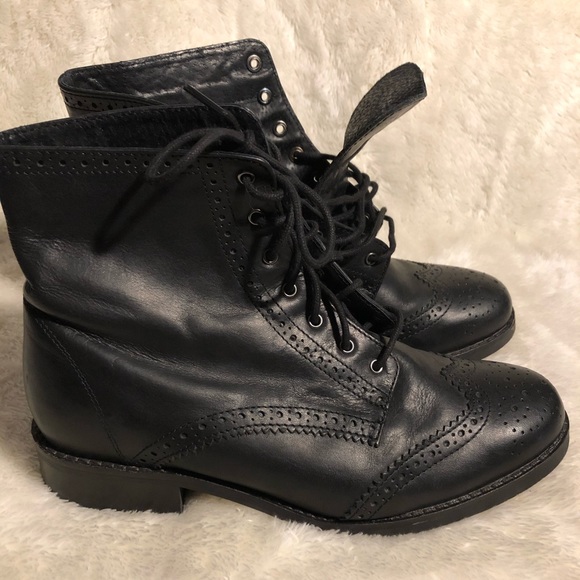 TOPSHOP Leather Lace Up Ankle Boots Size 9/39 - Picture 13 of 14